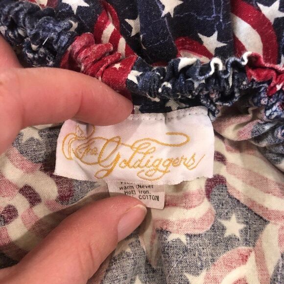 Vintage The Goldiggers 70s Floral Midi Skirt Boho Gypsy‎ Peasant Flags Patriotic - Picture 7 of 10